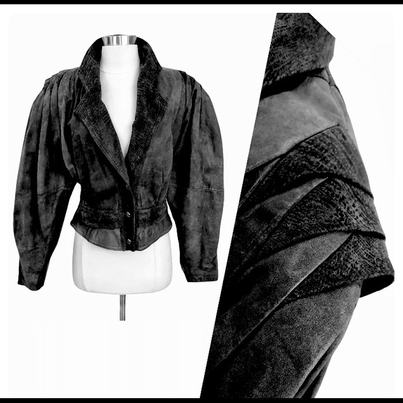 Vtg 80s Black Leather Jacket, Puff Sleeves, Sz S - Picture 13 of 13
